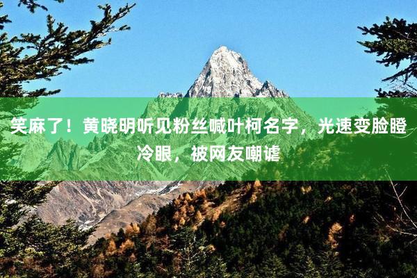 笑麻了！黄晓明听见粉丝喊叶柯名字，光速变脸瞪冷眼，被网友嘲谑