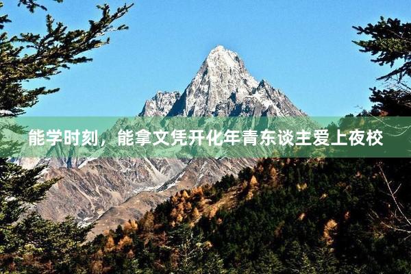 能学时刻，能拿文凭开化年青东谈主爱上夜校