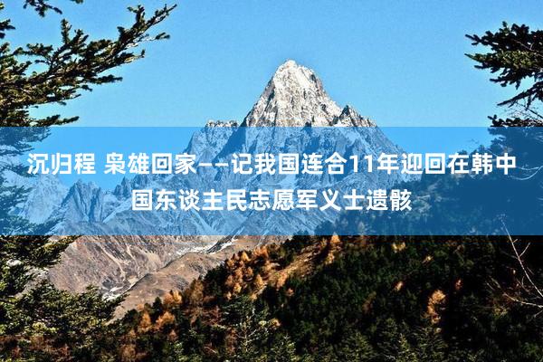 沉归程 枭雄回家——记我国连合11年迎回在韩中国东谈主民志愿军义士遗骸