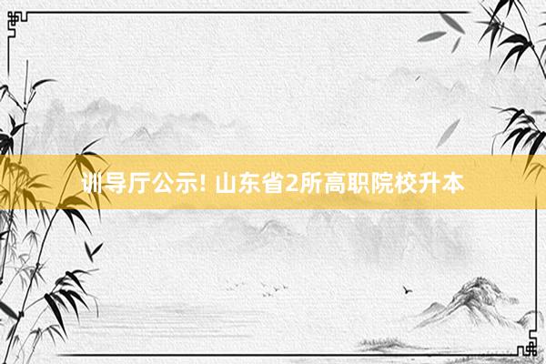 训导厅公示! 山东省2所高职院校升本